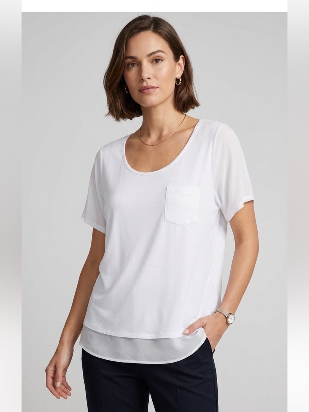 Cotton Tank with Sheer Overlay